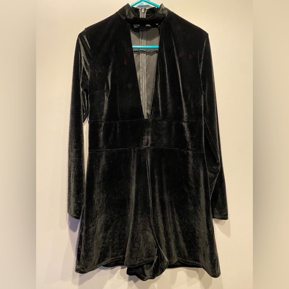 Black Express Velvet Romper
